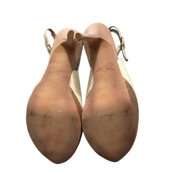 *SOLD!* EUC Sam Edelman Novato Snakeskin glitter slingback platforms 9.5 - Picture 8 of 8